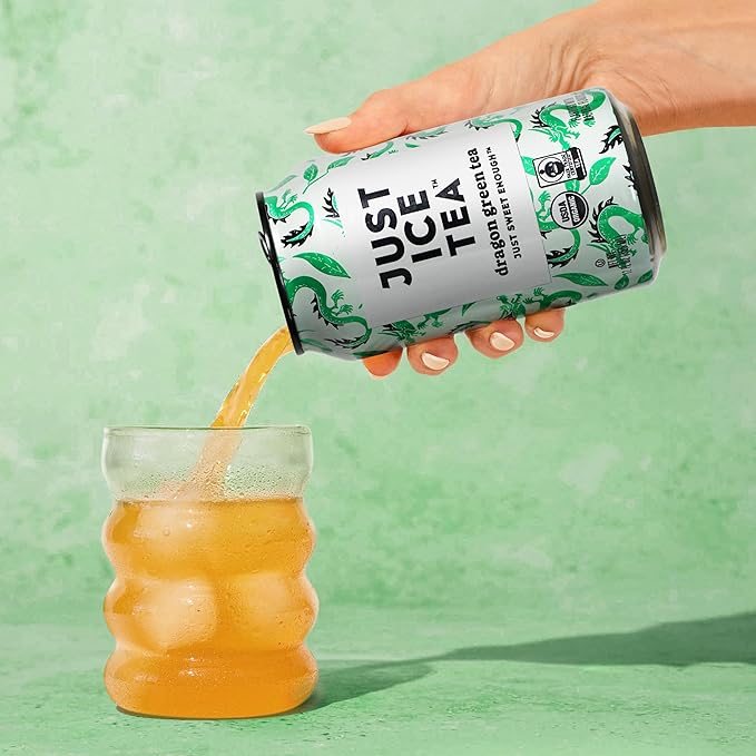 Just Ice Tea, Dragon Green Iced Tea, 24-Pack (12oz Cans), Green Tea, USDA Certified Organic, Real
