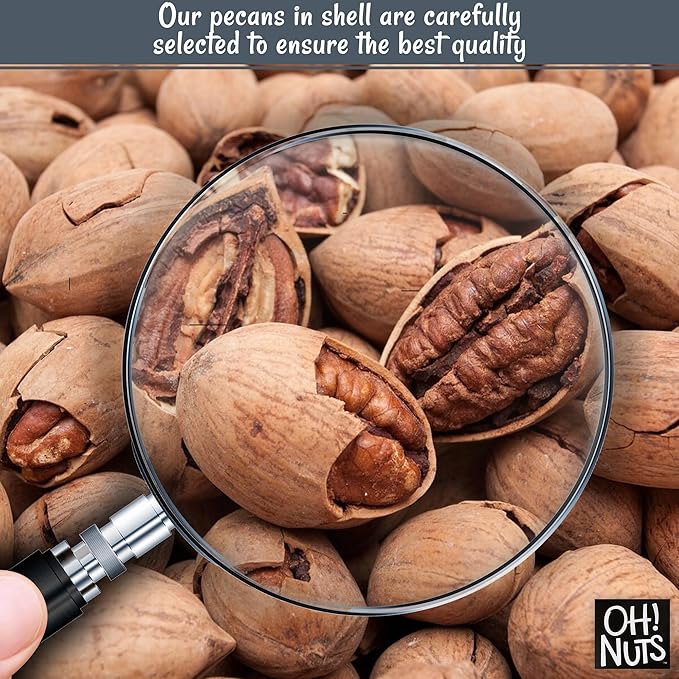 Oh! Nuts Pecans in Shell - Raw - 100% Natural - 2 lb - High-Protein Pecans - Packed in New York