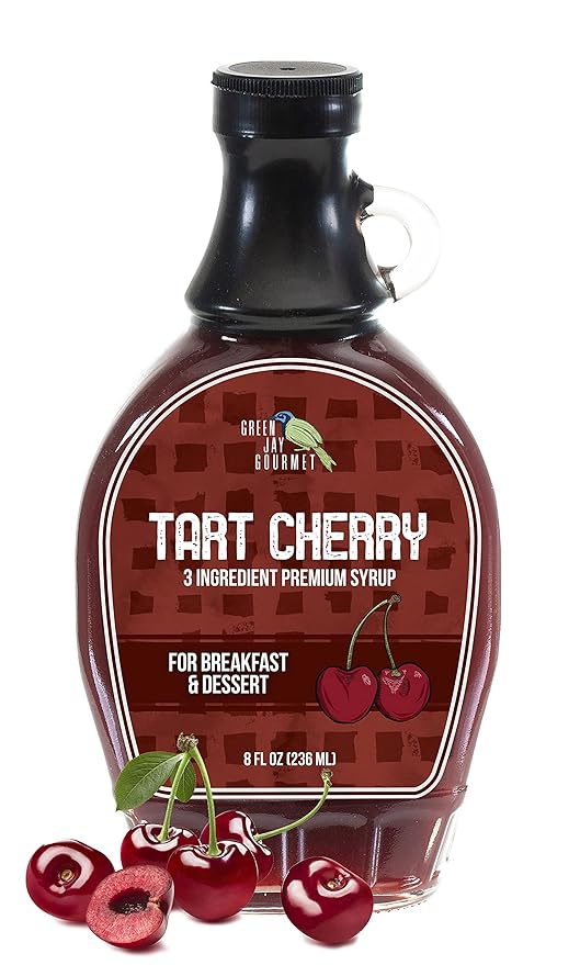 Green Jay Gourmet Tart Cherry Syrup - Premium Breakfast Syrup with Sweet Cherries, Cane Sugar &