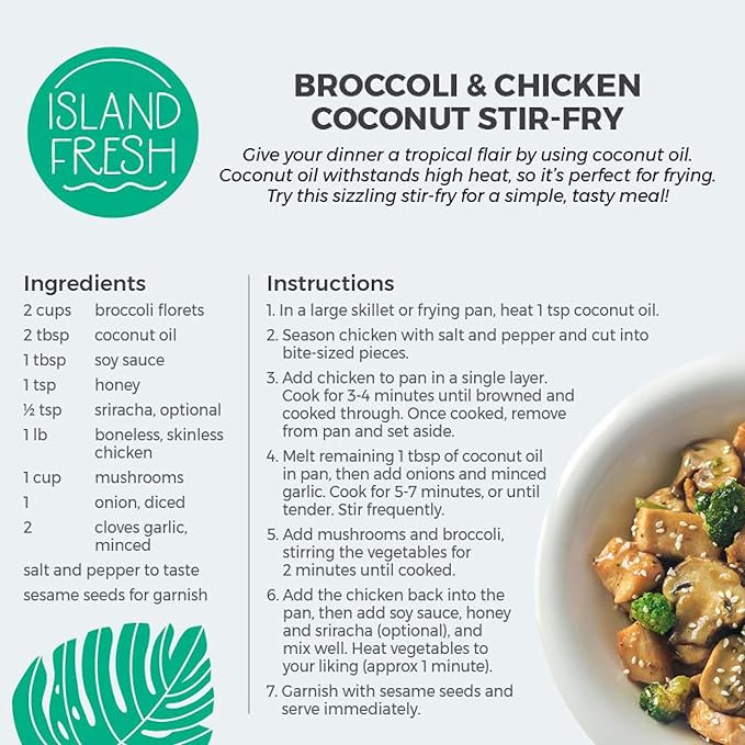 Island Fresh Organic Coconut Oil (54 oz) - Organic Virgin Coconut Oil Great for Baking, Versatile