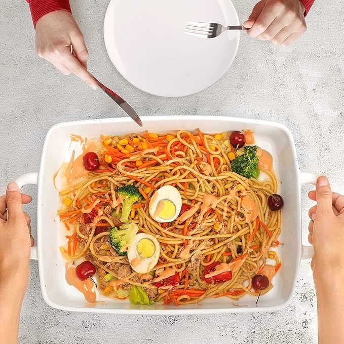 Baking Pan Rectangular, Oven Dish Baking Tray, Heavy Duty Ceramic Pans for Cake, Lasagna, Banquet
