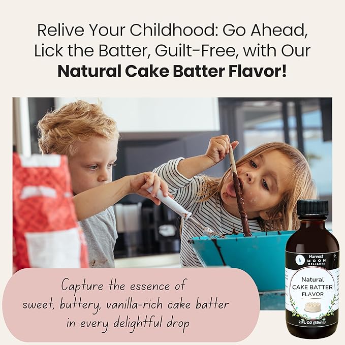 Natural Cake Batter Extract - 2 oz - Water-Soluble - By Harvest Moon Delights - Cake Batter Extract