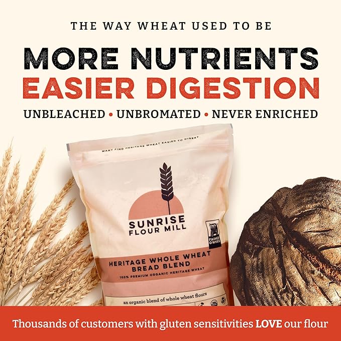 Sunrise Flour Mill Heritage Whole Wheat Bread Blend - 5 lb | USDA Organic All Purpose Flour