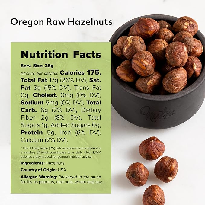 NUTS U.S. - Oregon Hazelnuts (Filberts) | Raw and Unsalted | Steam Pasteurized and NON-GMO | No