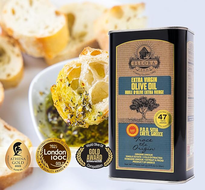 Ellora Farms, Greek Extra Virgin Olive Oil, Certified PDO SITIA, Single Estate, Single Origin