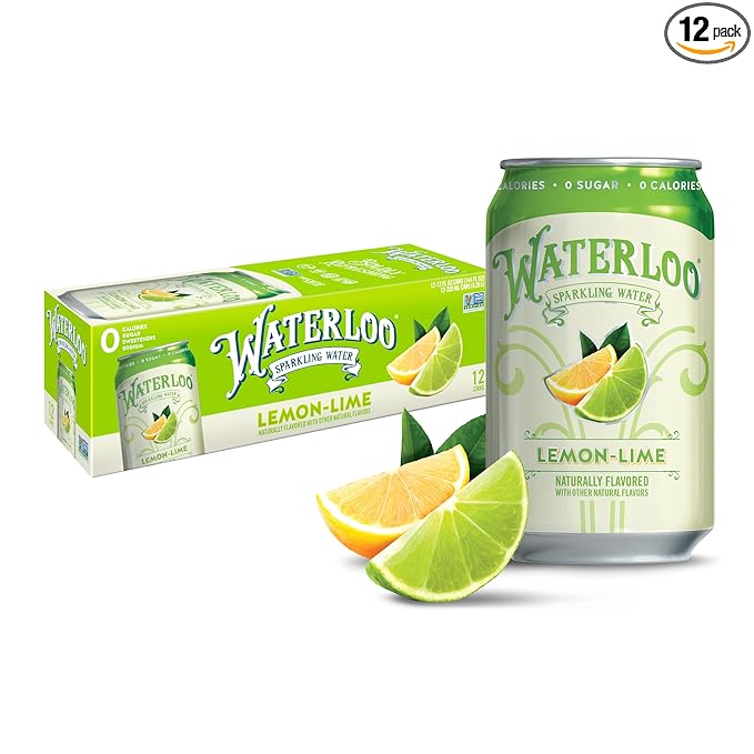 Waterloo Sparkling Water, Lemon-Lime Naturally Flavored, 12 Fl Oz Cans (Pack of 12) – Zero Calories