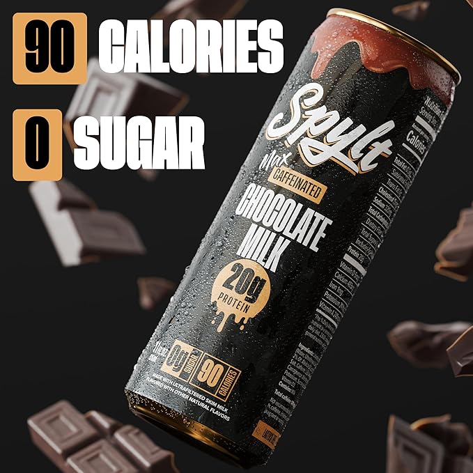 High Protein Max Chocolate Milk with 140mg Caffeine & 20g Protein - 90 Calories, Ready to Drink
