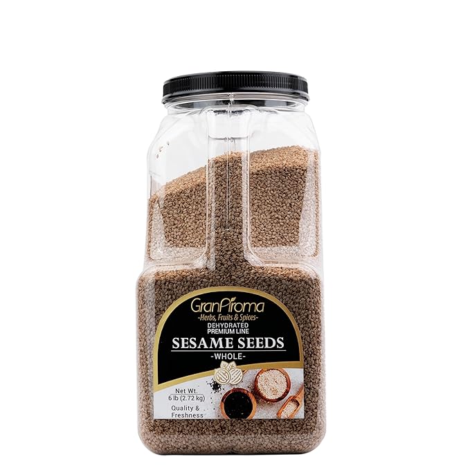 GranAroma Whole Sesame Seeds, Whole, Raw & Unhulled, Crunchy (6 Pound)