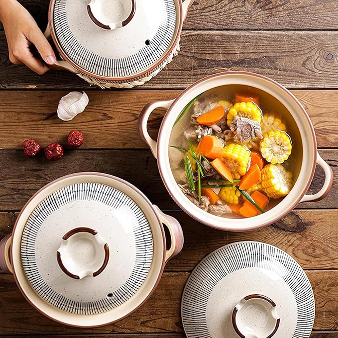 Ceramic Casserole Dish with Lid, Ceramic Cooking Pot Nonstick Earthenware Pot, Ceramic Stew Pot