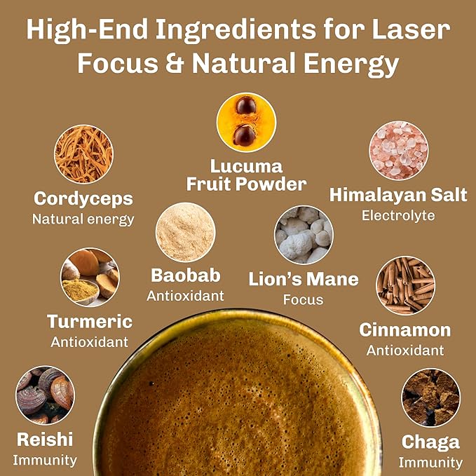 MUD\WTR Turmeric Decaf Mushroom Drink | Zero Caffeine | USDA Organic Mushroom Coffee Alternative |