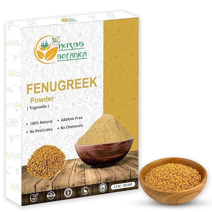 Herbs Botanica Fenugreek Powder Organic 100% Pure & Natural Methi for Hair, Skin, Cooking &