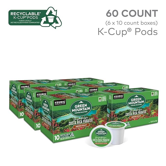 Green Mountain Coffee Roasters Costa Rica Paraiso, Keurig Single Serve K-Cup Pods, Medium Roast