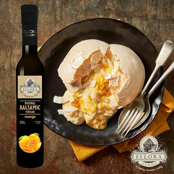 Ellora Farms, Mango fruit Infused Greek Balsamic Vinegar, thick and creamy, no-added sugars