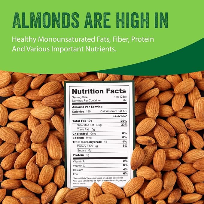 Raw California Almonds 48 oz (3 lbs) | Natural | Whole | Batch Tested Gluten & Peanut Free | No PPO