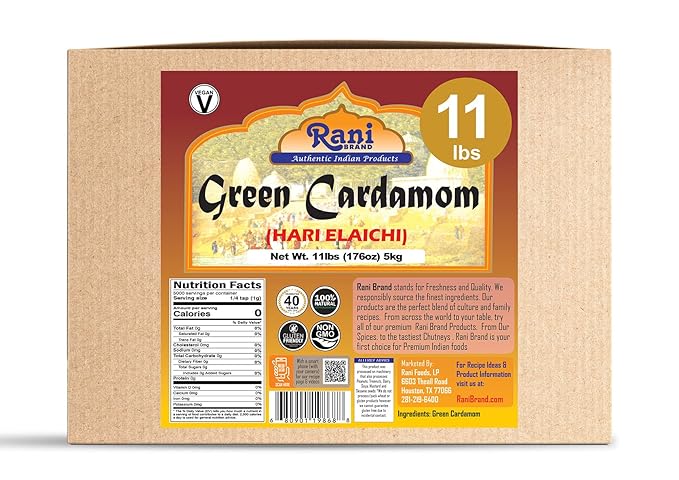 Rani Green Cardamom Pods Spice (Hari Elachi) 176oz (11lbs) 5kg Bulk Box ~ All Natural | Vegan |