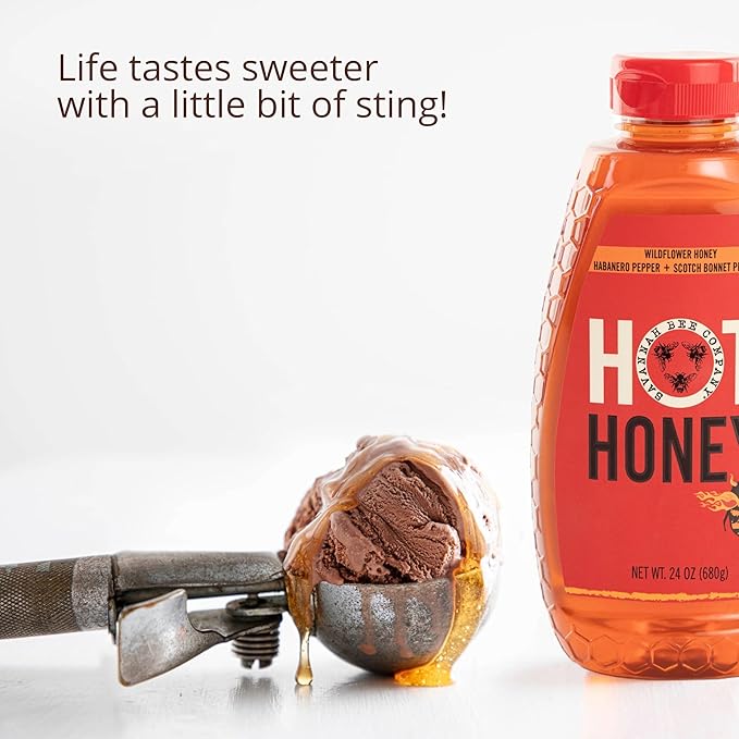 Savannah Bee Company Hot Honey Gluten Free and 100% Pure Honey Infused with Sweet Wildflower - Heat