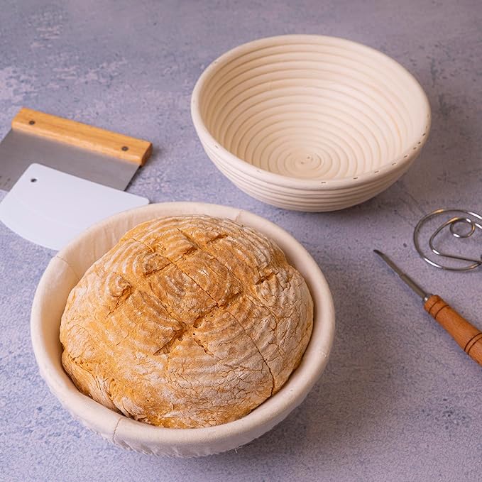 Bread Proofing Baskets Set of 2, Round Shaped Dough Proofing Bowls Linerssourdough starter kit