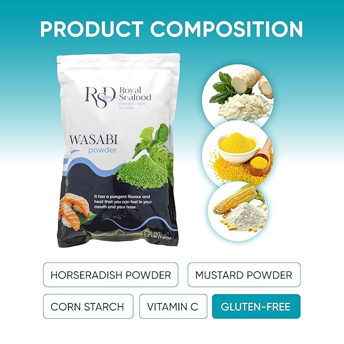 RSF ??Premium Wasabi Powder 2.2 LB (1kg) ??Real Japanese Horseradish Root ??Intense Heat for Sushi