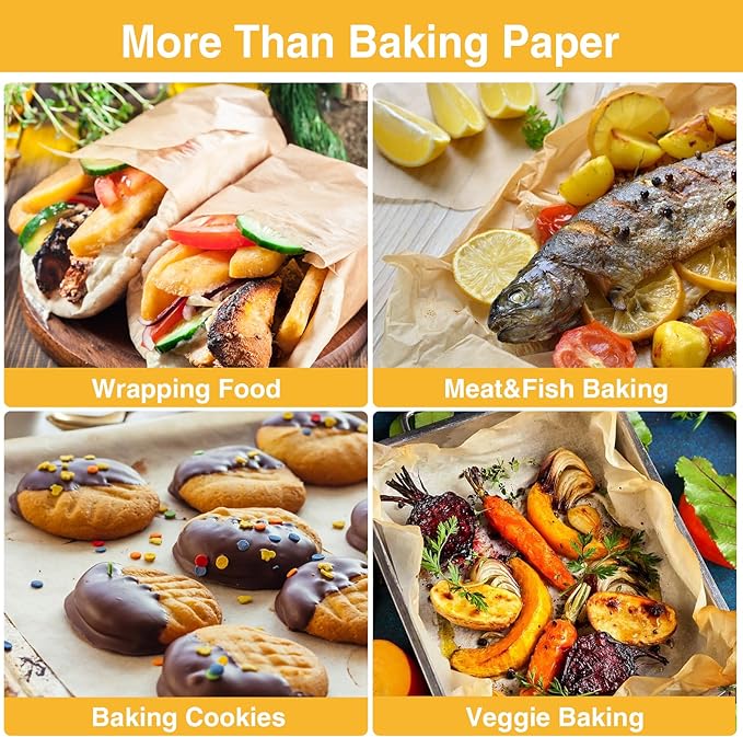 400 PCS Parchment Paper Sheets - OAMCEG 12x16 Inch Unbleached Pre-Cut Parchment Paper, No Chemical