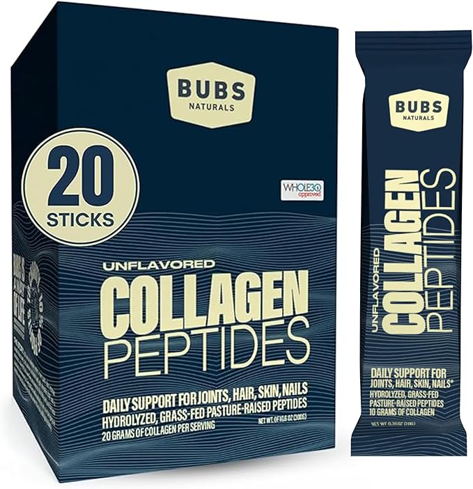BUBS Naturals Unflavored Collagen Peptides Powder - Best Proteins for Joints & Skin - Pasture