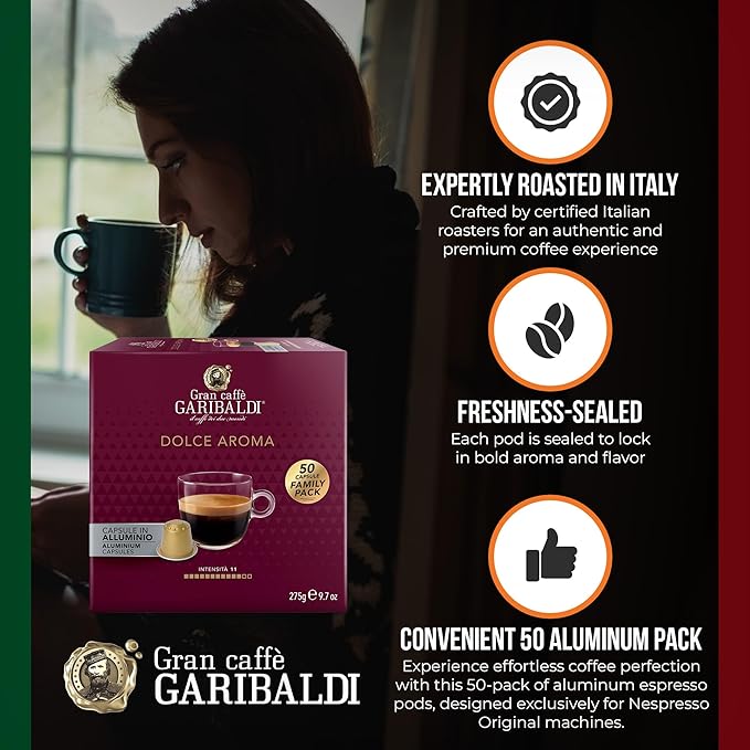 Gran Caffè Garibaldi Espresso Pods, Italian Roasted Coffee, Compatible Nespresso Original Line