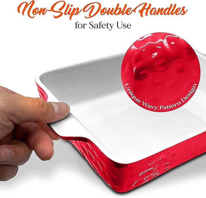 NutriChef 3-Piece Ceramic Casserole Dish for Oven - Premium Lasagna Baking Pans w/ Nonstick Coating