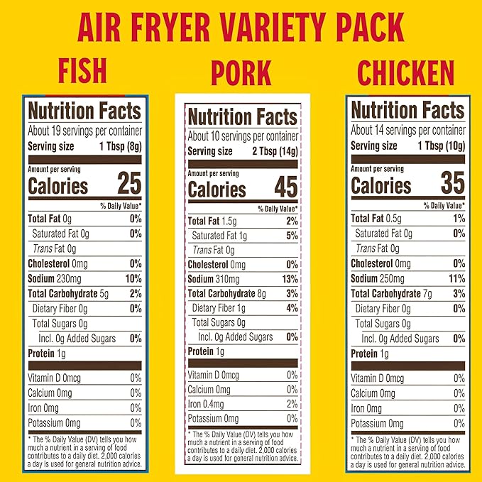 Louisiana Fish Fry Products Louisiana Fish Fry, Air Fry Variety Gift Pack - Chicken, Fish & Pork