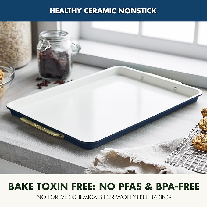 GreenPan Bakeware 13"x18" Half Baking Sheet Pan, Ceramic Nonstick Baking Pan, PFAS & BPA Free, Gold