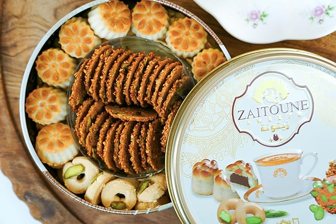 Zaitoune Premium Mini Mixed Cookies - 9 oz | Bite-Sized Date Maamoul, Barazek & Ghraybeh Cookie Mix