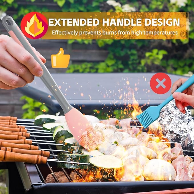 Extra Long Pastry Brush - Silicone Spatula - Basting Brush+Spatula Silicone Heat Resistant,for