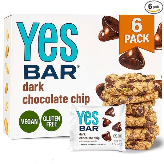 The YES Bar ??Dark Chocolate Chip ??Plant Based Protein, Decadent Snack Bar ??Vegan, Paleo, Gluten