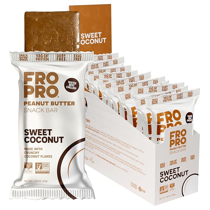 FROPRO Plant Protein Snack Bars - Plant Based Protein Bars, All-Natural, Gluten, Dairy, & Soy Free