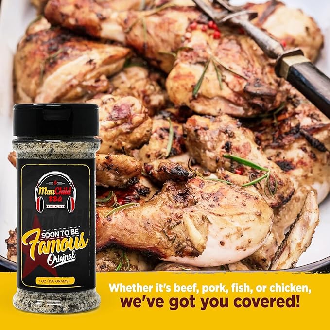All-Purpose Salt Pepper Garlic BBQ Rub by Manchild, Authentic Texas Style Dry Rub for Beef
