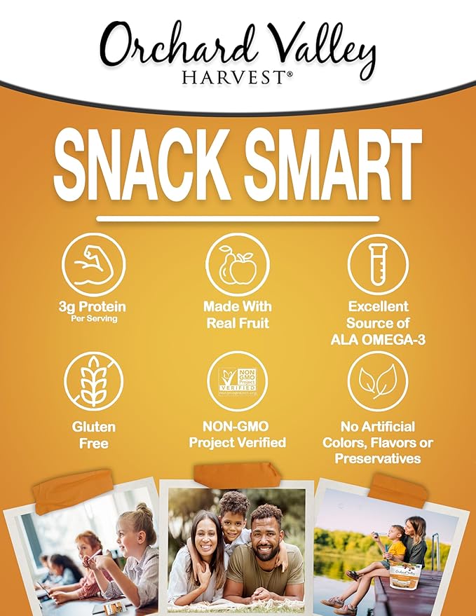 Orchard Valley Harvest Omega-3 Mix, 1 Ounce Bags (Pack of 15), Walnuts, Cranberries, Almonds, and
