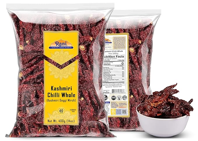 Rani Kashmiri Chilli Whole (Deggi Mirch, Low Heat) 14oz (400g) ~ Natural | Salt-Free | Vegan | No