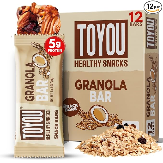 ToYou Chewy Fruit and Nut Bars - Healthy Protein Snacks | Granola Bar - 1.41 Ounce (Pack of 12) |