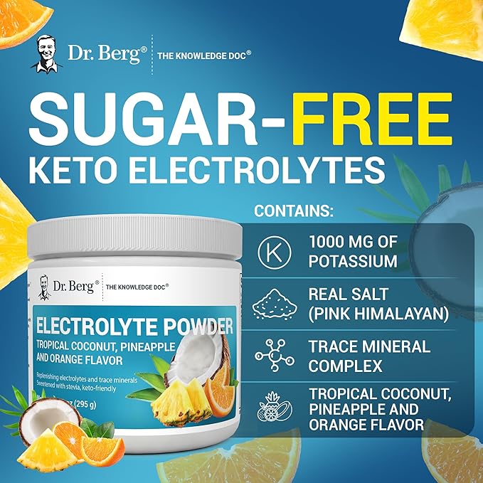 Dr. Berg Zero Sugar Hydration Keto Electrolyte Powder - Enhanced w/ 1000 mg of Potassium & Real