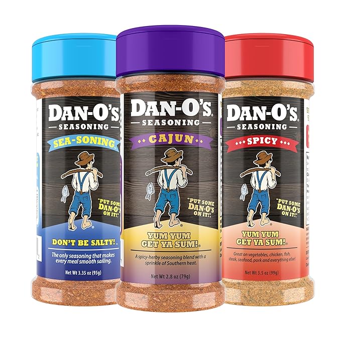 Dan-O's 3 Bottle Seasoning Set, Small Bottles, 3 Pack, Includes Spicy, SEA-soning and Cajun