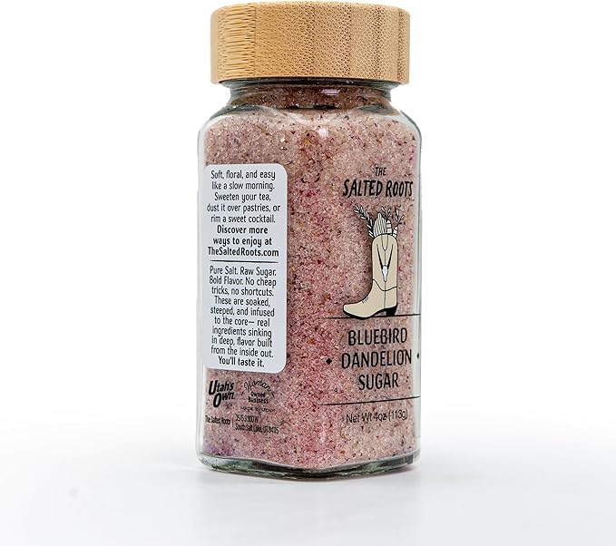 The Salted Roots Bluebird Dandelion Sugar - Floral, Sweet & Citrusy with Blue Tea, Rosehips &