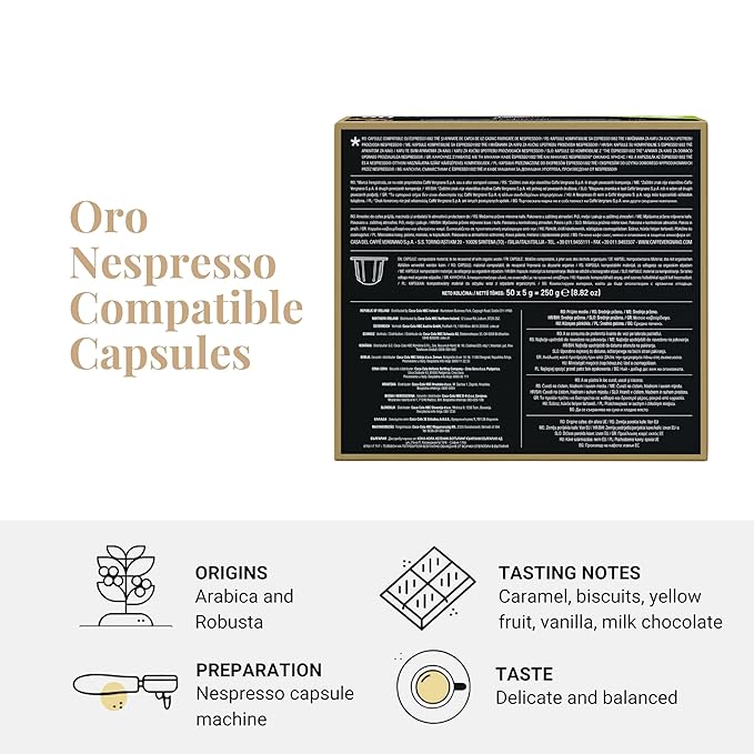 Caffe' Vergnano 1882 Medium Roast Arabica Robusta Espresso Original Line Machine Compatible