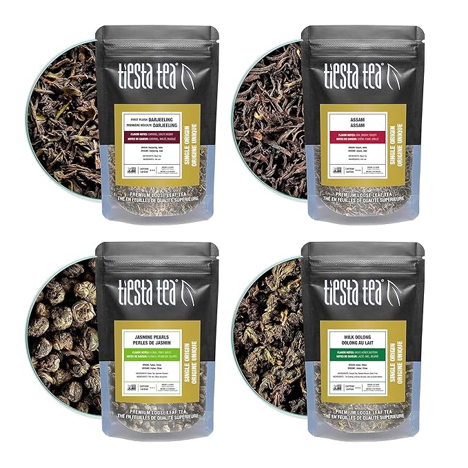 Tiesta Tea - Single Origin Tea Sampler Dry Flight Set, Loose Leaf, High to Low Caffeine, Makes Hot