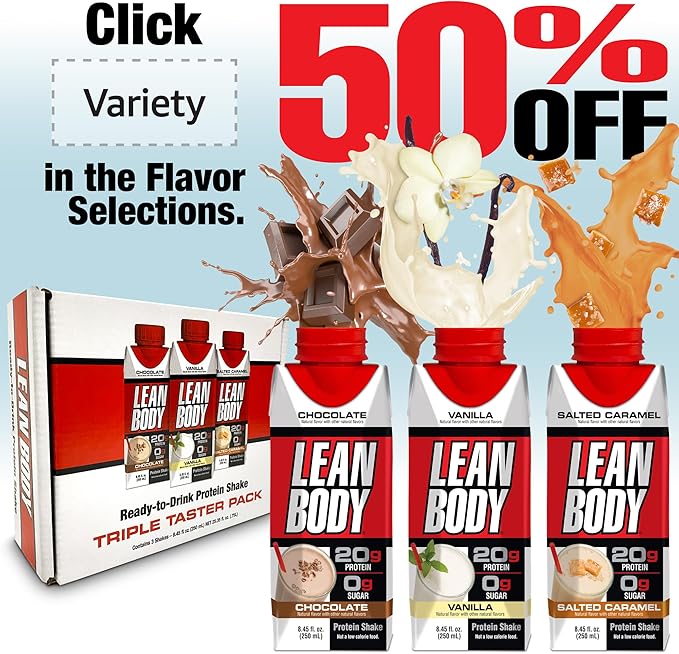Lean Body Ready-to-Drink Banana Protein Shake, 40g Protein, Whey Blend, 0 Sugar, Gluten Free, 22