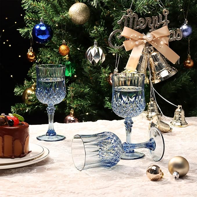 XUWAIDSGN 24 Pcs 7oz Plastic Vintage Wine Glasses Drinking Glasses Unbreakable Wedding Glassware