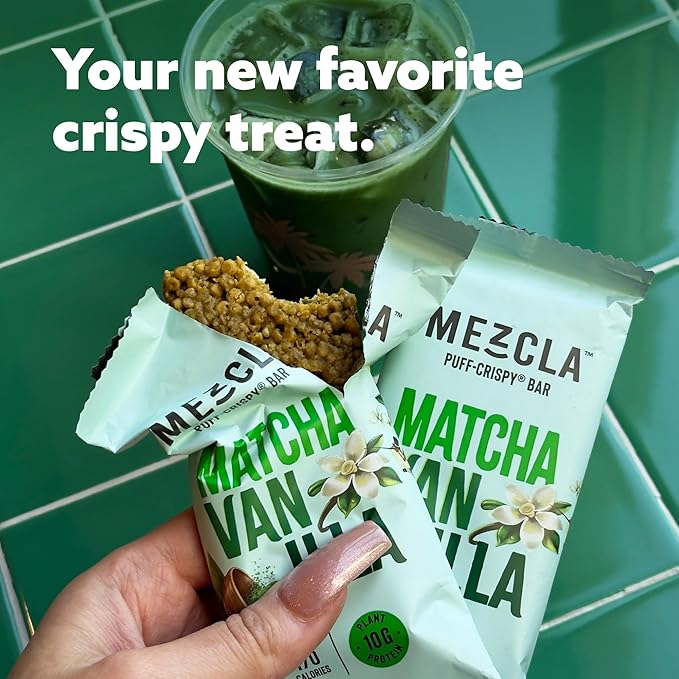 Mezcla Puff Crispy Protein Bars, Gluten Free & Vegan Protein Bars, 10g Protein, Alt for Crispy Rice