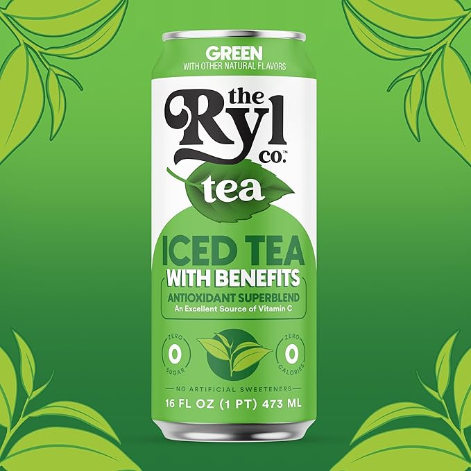 Ryl Iced Tea, Green, Antioxidant Superblend, Zero Sugar, Low Carb, Zero Calorie Iced Tea, 16.0 Fl