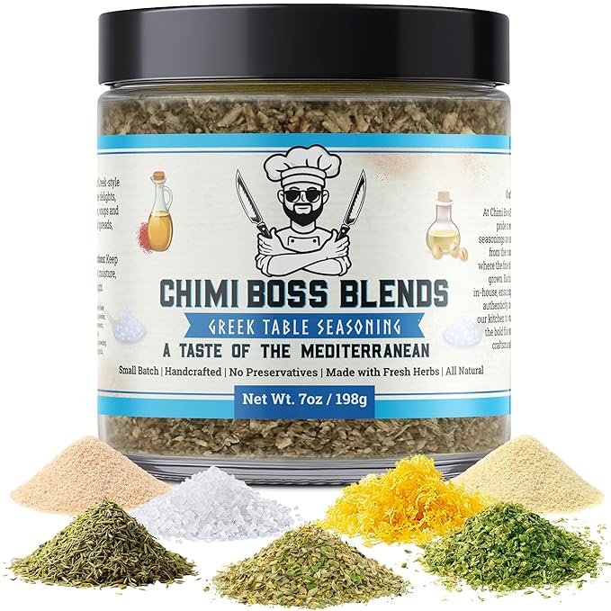 Chimi Boss Greek Table Seasoning, 7oz of Zest ??All-Purpose Mediterranean Herb Blend for Chicken
