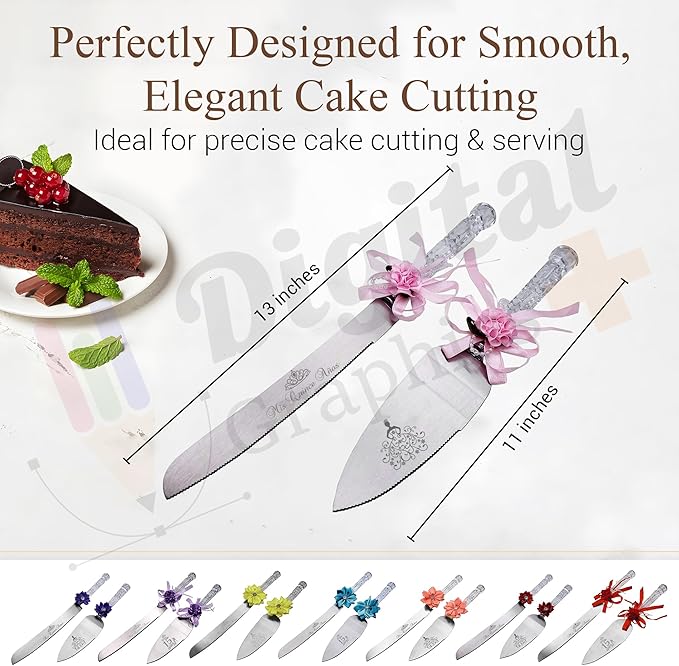 GIFTS INFINITY Personalized Mis Quince Anos Cake Knife and Server Set Valentine's Day Gift (CK-1BL)