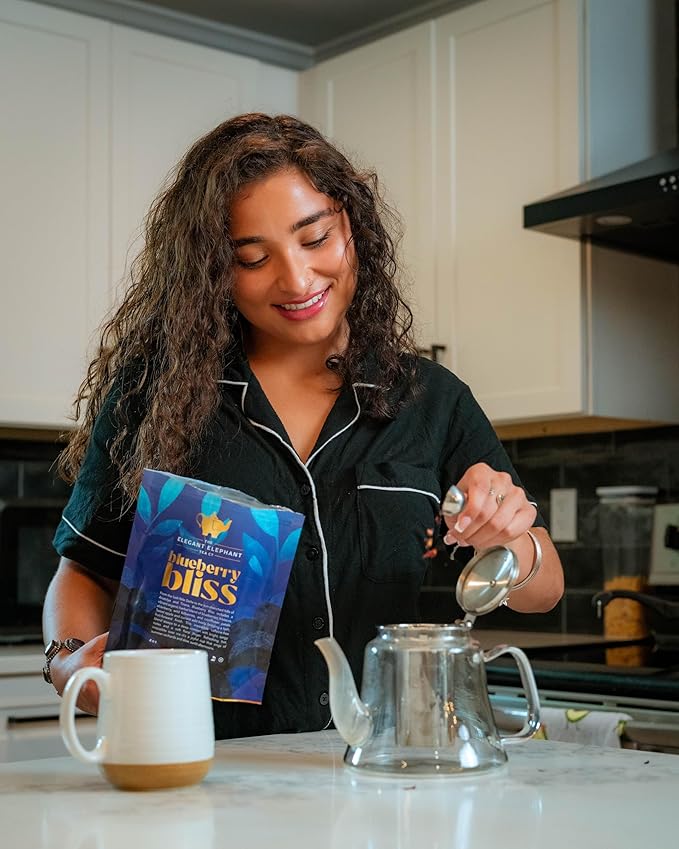 Blueberry Bliss Tea, Organic Loose Leaf Herbal Tea – Real Fruit, Summer Juice, Caffeine-Free
