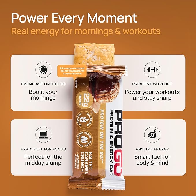 ProGo Protein Bars, Low Sugar, High Protein Snacks (22g) - 95% Pure Isolate for Faster Muscle