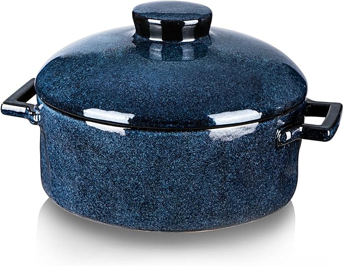 Vicrays Casserole Dish with Lid - Ceramic Lasagna Pan Deep 2 Quart Round Baking Dishes Covered